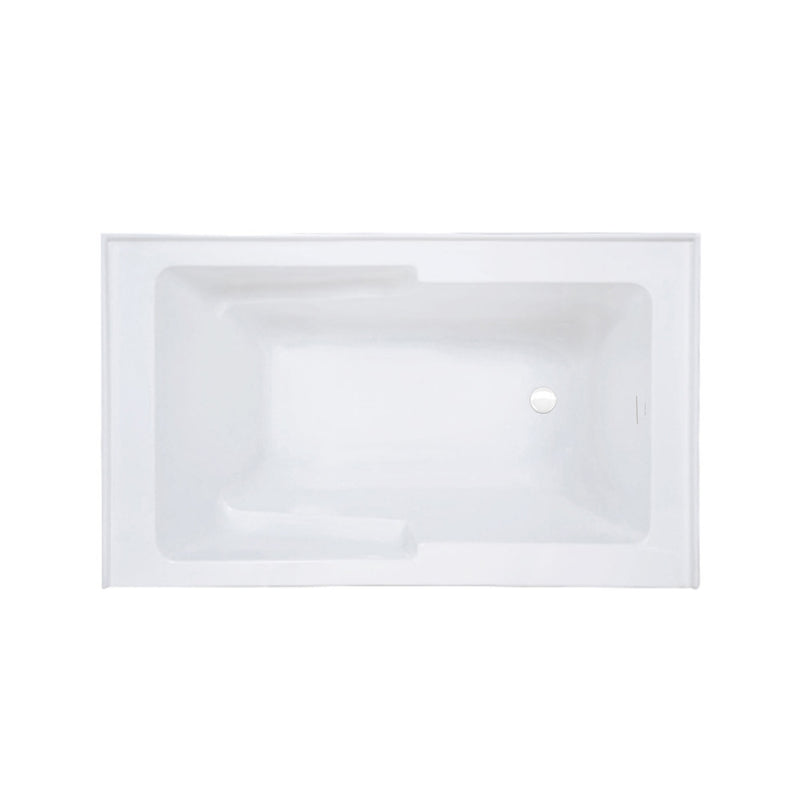 Voltaire 54 x 30 Skirted Right Drain Soaking Apron Bathtub in Glossy White with Integrated Overflow and Armrest, Drain Included
