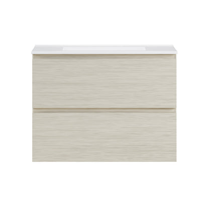 Liberte 30" Wall-Mounted Bathroom Vanity in White Oak with 3-Hole Widespread Sink Top