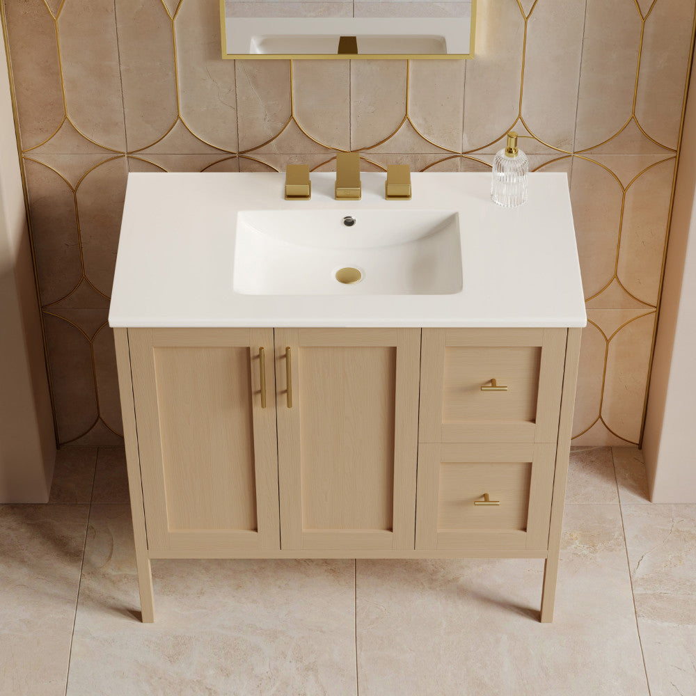 Forme 36" Modular Freestanding Bathroom Vanity with 3-Hole Widespread Top in Natural Oak