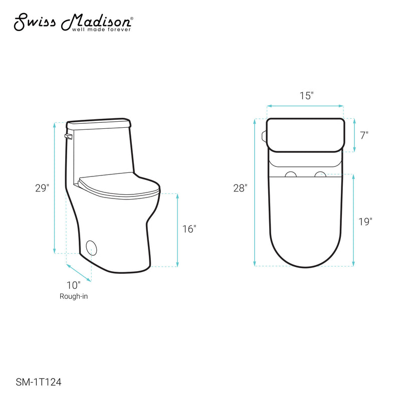 Ivy One-Piece Elongated Toilet Left Side Flush, 10" Rough-In 1.28 gpf