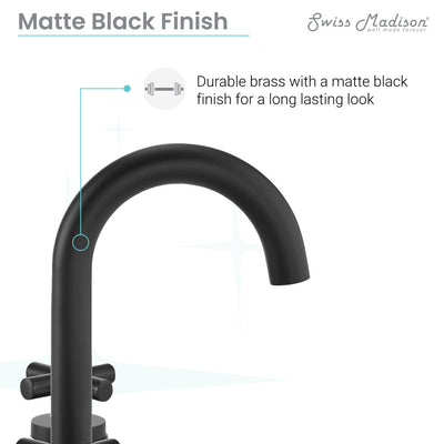 Ivy Courte 8 in. Widespread, Cross Handle, Bathroom Faucet in Matte Black