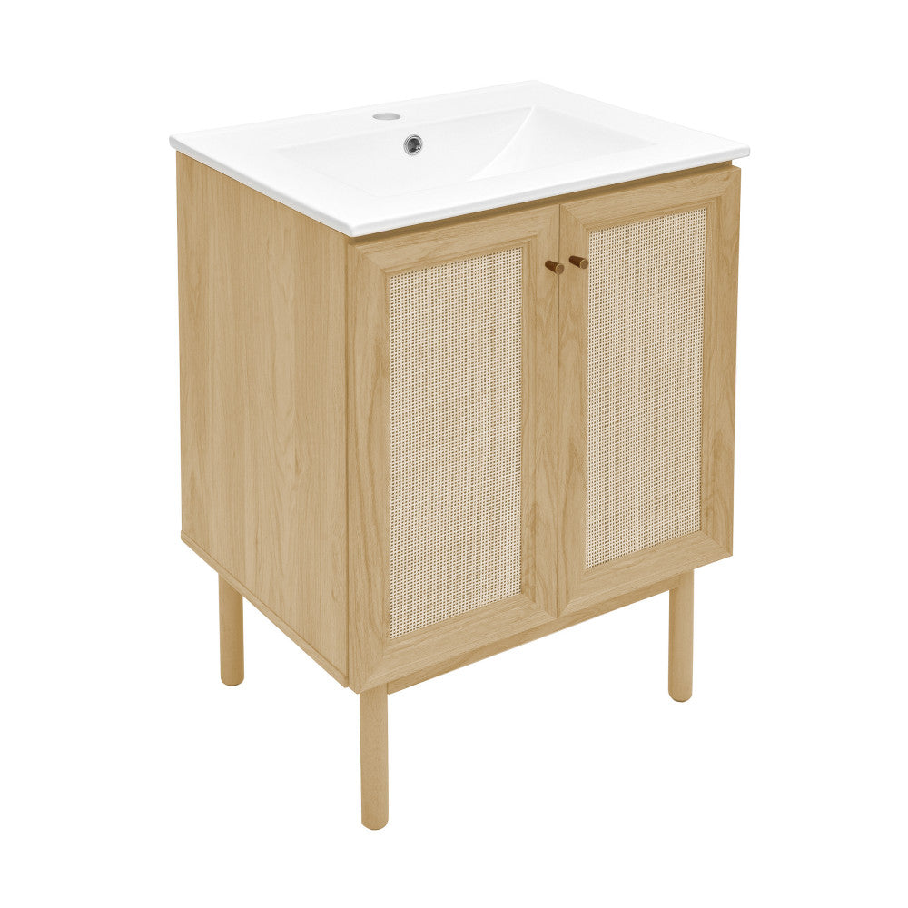 Classe 24" Freestanding Bathroom Vanity in Natural Oak with Sink Top