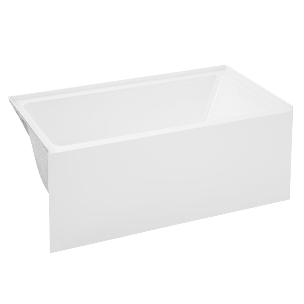 Voltaire 54 x 30 Skirted Left Drain Soaking Apron Bathtub in Glossy White with Integrated Overflow, Drain Included