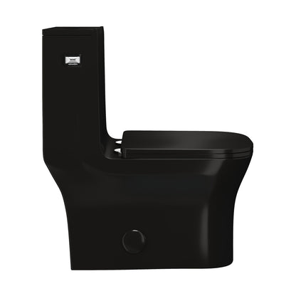 Concorde One-Piece 12" Rough-in 1.28 GPF Left-Hand Flush Square Toilet in Glossy Black
