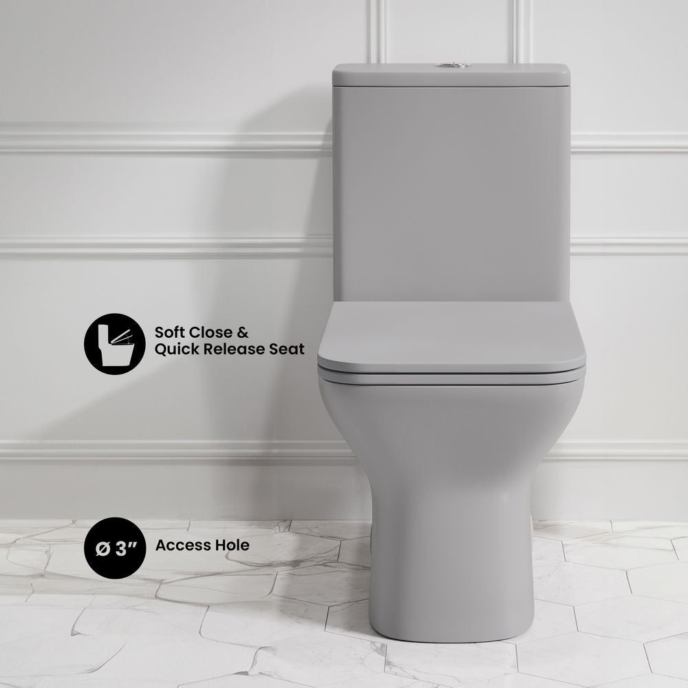 Carre One-Piece Square Toilet Dual-Flush in Matte Gray1.1/1.6 gpf