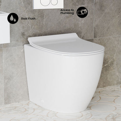 St. Tropez Back-to-Wall Toilet Bundle 0.8/1.6 GPF Dual Flush in Glossy White with White Flush Plate