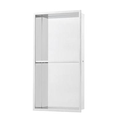 Voltaire 12" x 24" Stainless Steel Double Shelf Wall Niche in Polished Chrome