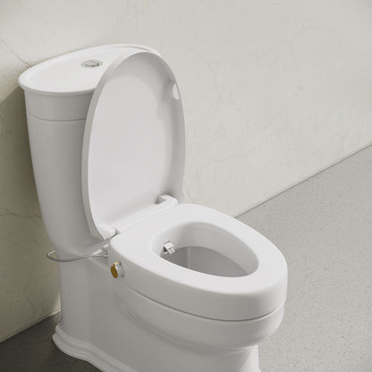Ryse 3 in. Raised Elongated Soft Close ADA Compliant Toilet Seat with Bidet in Glossy White