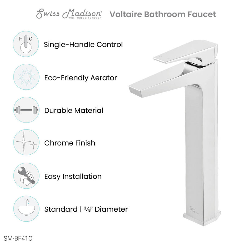 Voltaire Single Hole, Single-Handle, High Arc Bathroom Faucet in Chrome
