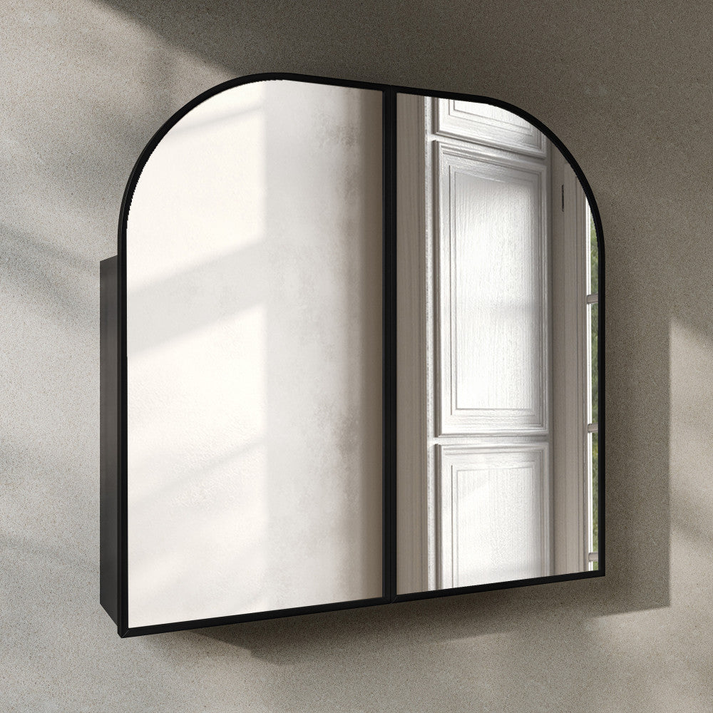 Porte 32 x 31 Arched Recessed/Wall Mount Medicine Cabinet with Mirror in Black