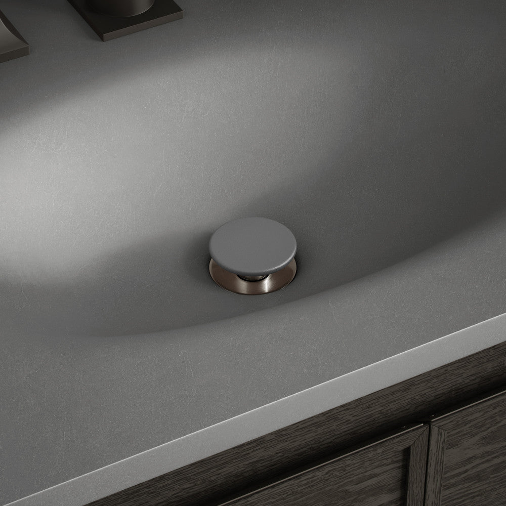 Lisse Concrete Bathroom Sink Non-Overflow Pop Up Drain in Matte Dark Gray