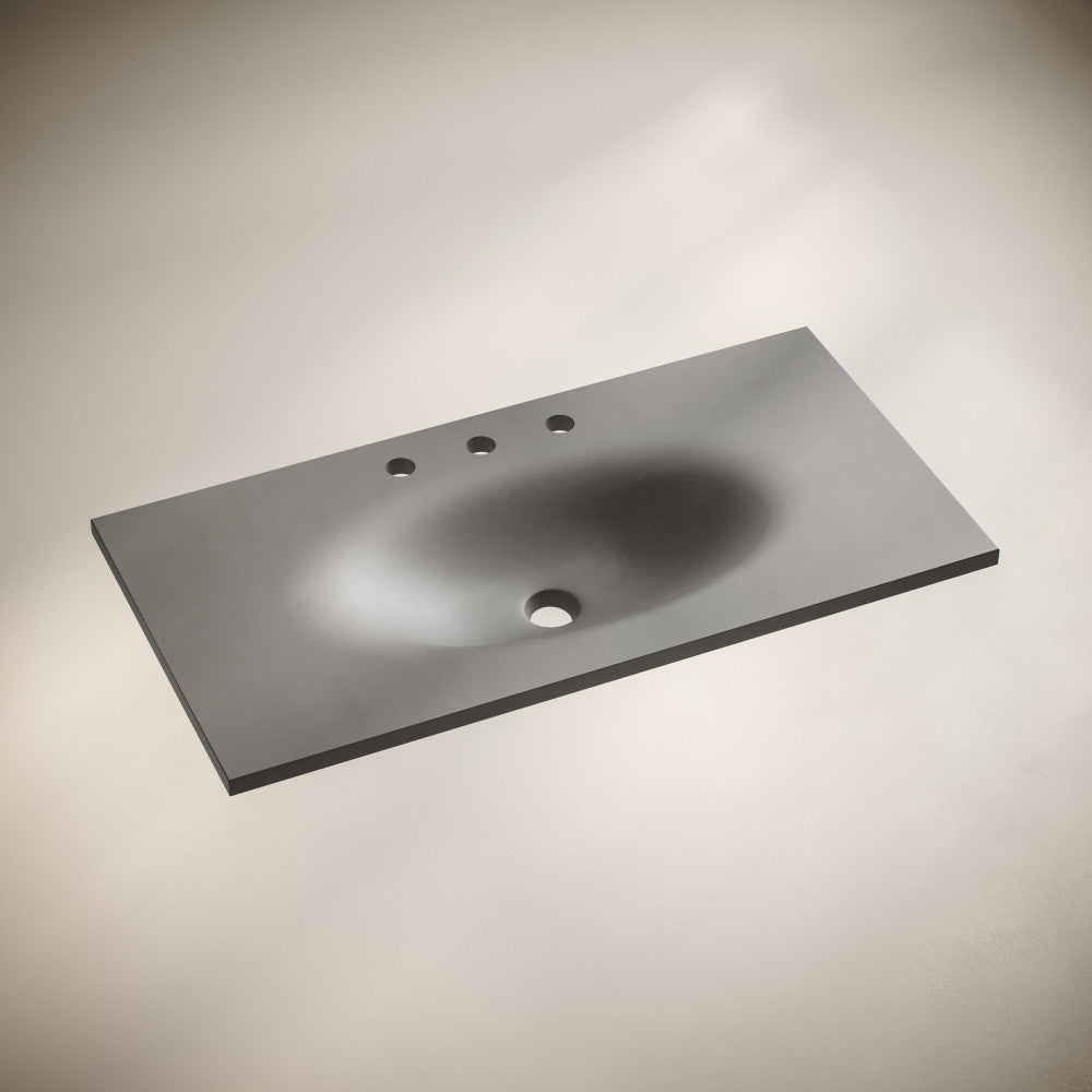 36" 3-Hole Widespread Concrete Vanity Sink Top in Matte Dark Gray