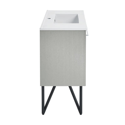 Annecy 36 Single, Brushed Grey, Two Doors, One Drawer, Bathroom Vanity