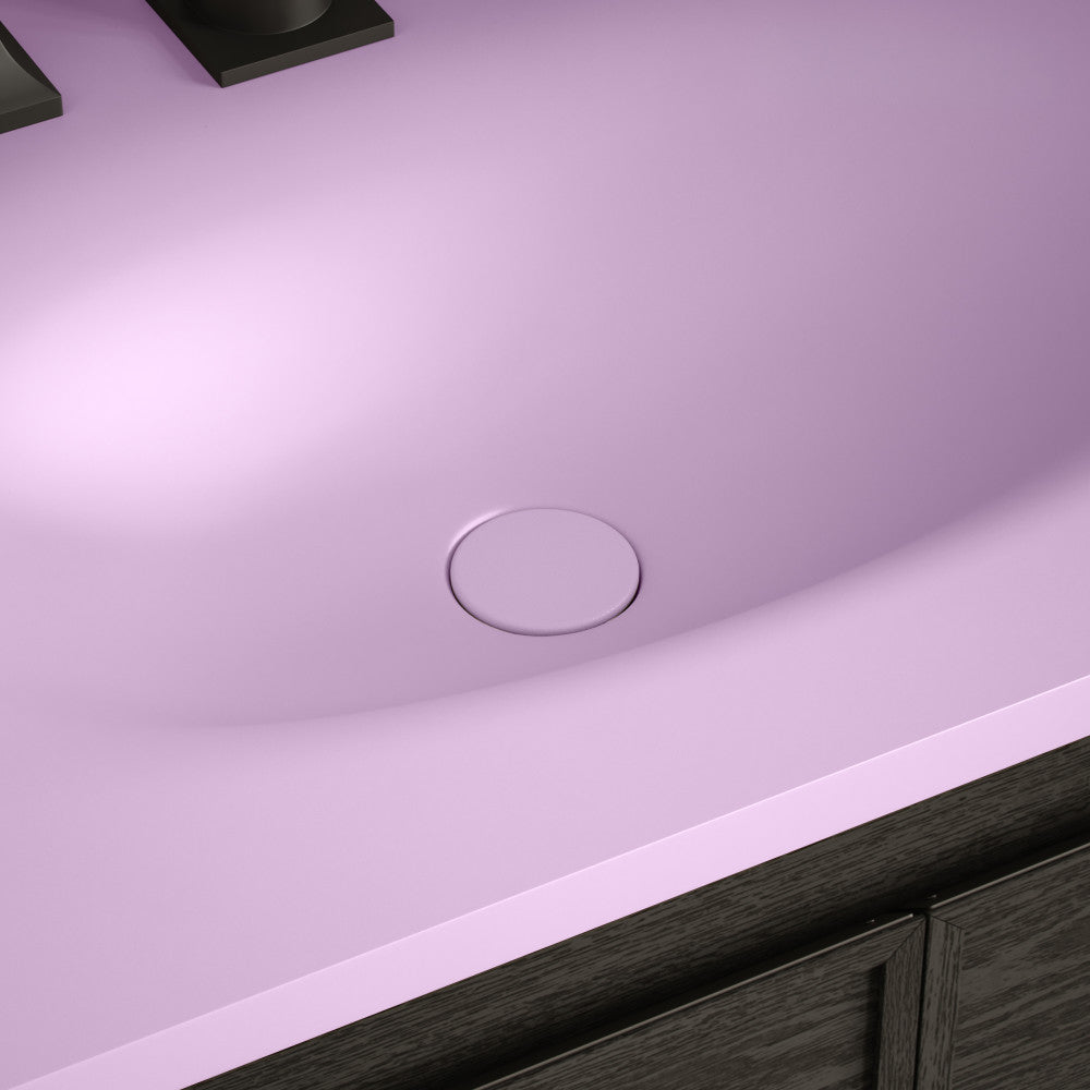 Lisse Concrete Bathroom Sink Non-Overflow Pop Up Drain in Matte Lavender