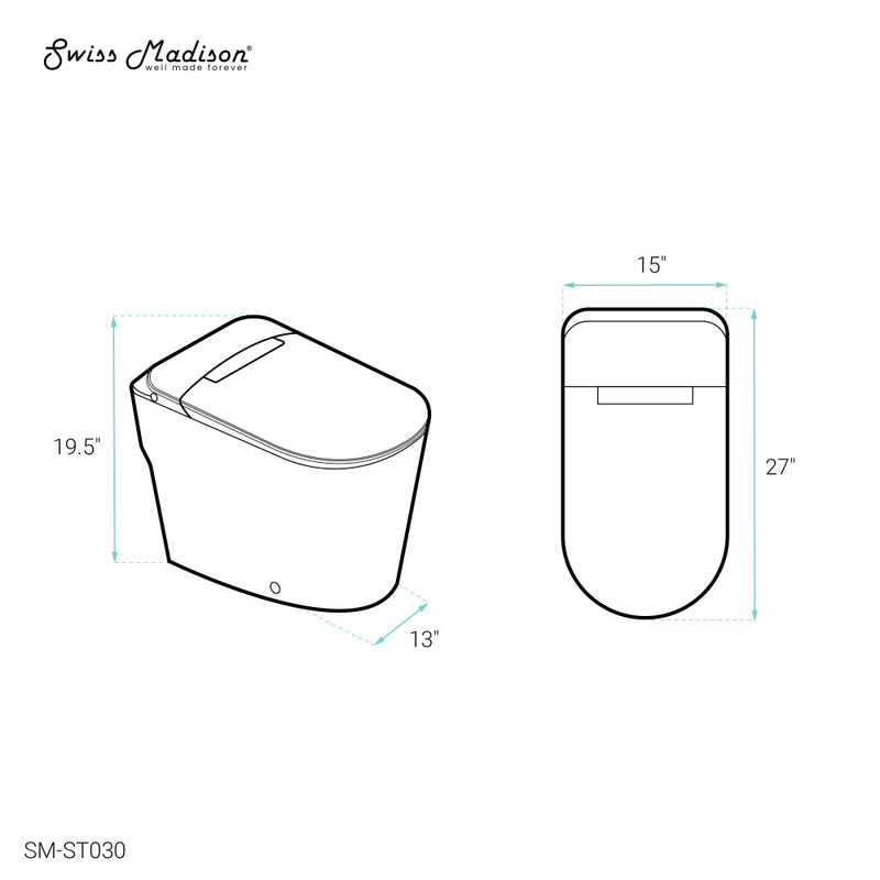 Hugo H Tankless Toilet 12" Rough-in 1.1 GPF ADA Toilet with Integrated Tank in Glossy White