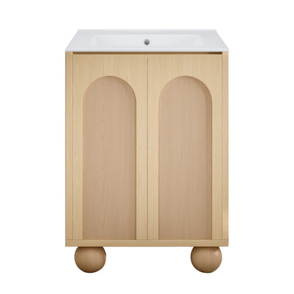 Plaisir II 24" Freestanding Bathroom Vanity in Natural Oak with 3-Hole Centerset Sink Top