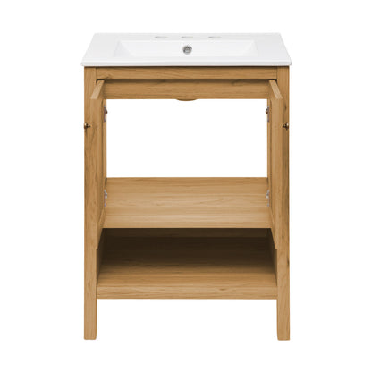 Chateau 24" Freestanding Bathroom Vanity in Golden Oak with 3-Hole Centerset Sink Top
