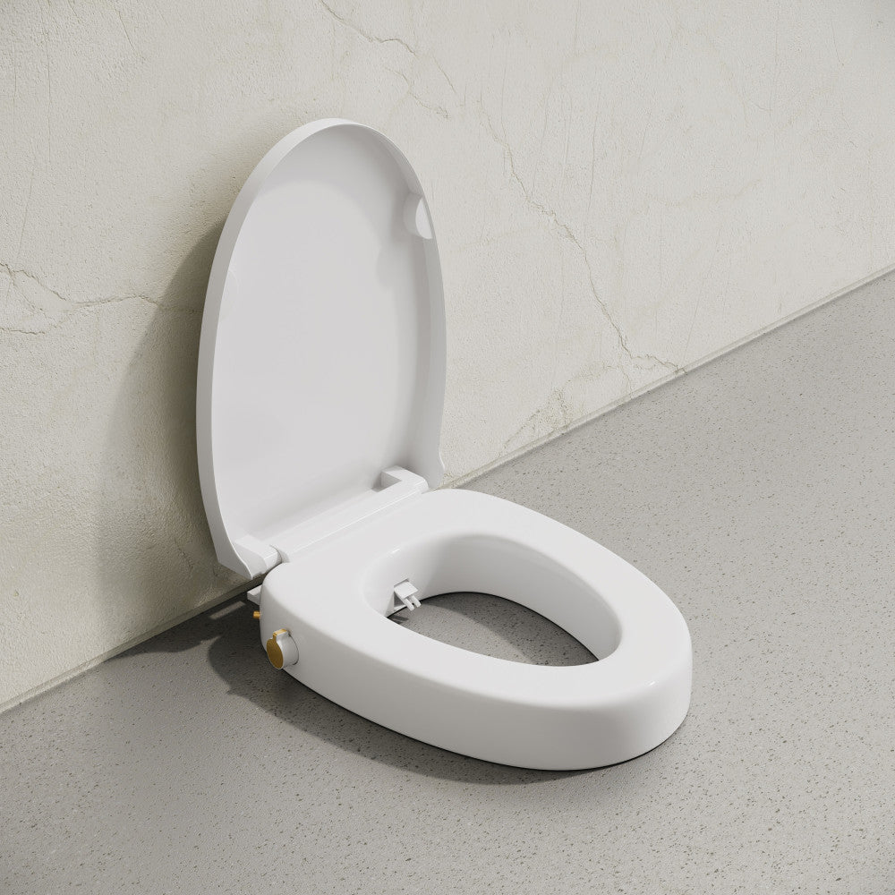 Ryse 3 in. Raised Elongated Soft Close ADA Compliant Toilet Seat with Bidet in Glossy White