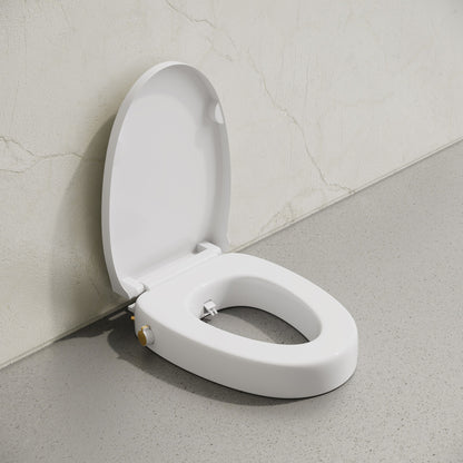 Ryse 3 in. Raised Elongated Soft Close ADA Compliant Toilet Seat with Bidet in Glossy White