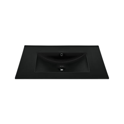 30" Zero Hole Vanity Sink Top in Matte Black