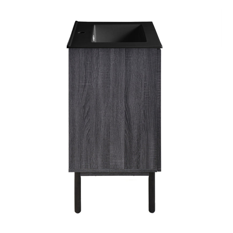 Classe 24 in. Black Oak Bathroom Vanity With Black Ceramic Sink Top