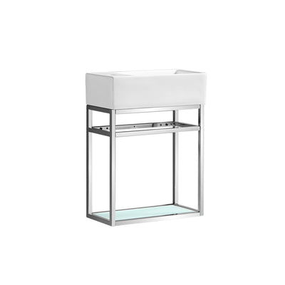 Pierre 19.5 Single, Open Shelf, Chrome Metal Frame Bathroom Vanity