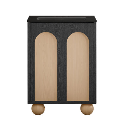 Porte 24" Freestanding Bathroom Vanity in Black Oak with Black 3-Hole Centerset Sink Top