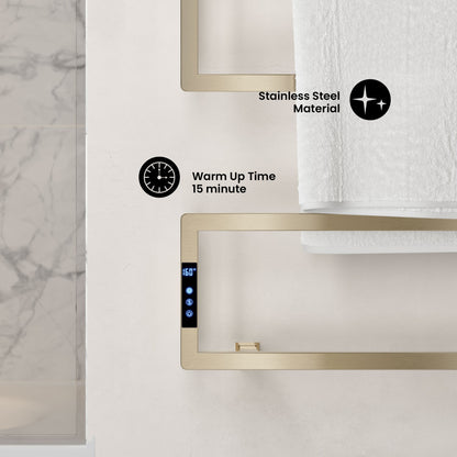 Voltaire 5-Bar Electric Towel Warmer in Swiss Gold with Timer