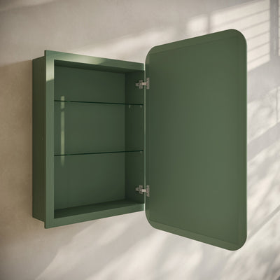 Plaisir 18 x 27 Recessed/Wall Mount Medicine Cabinet with Mirror in Green