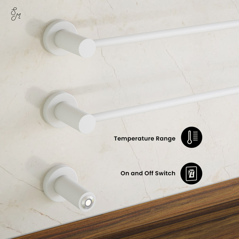 Claire 3-Bar Electric Towel Warmer in Matte White