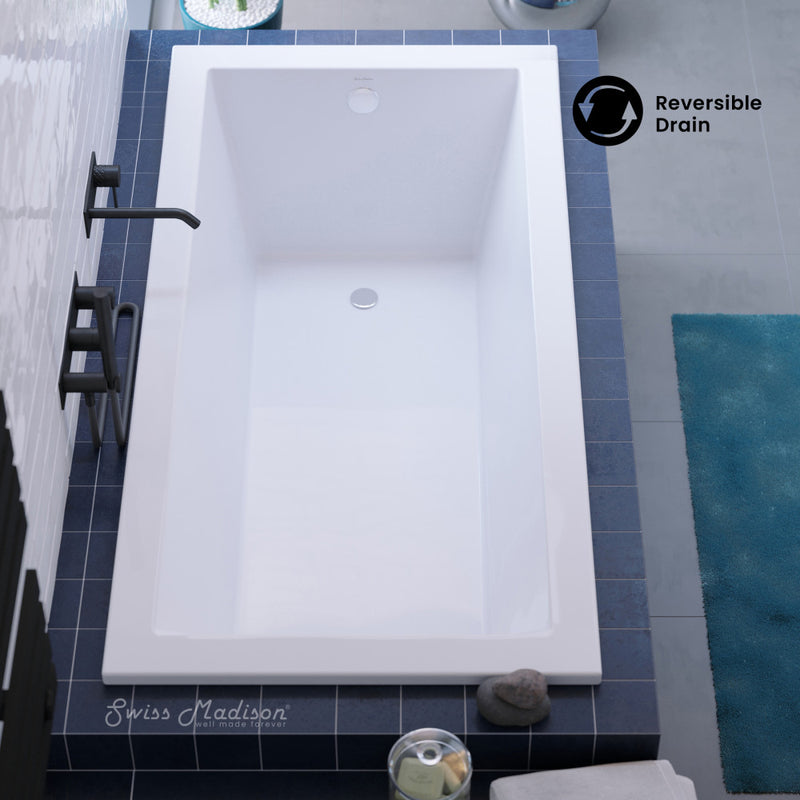 Voltaire 72" x 36" Reversible Drain Drop-In Bathtub