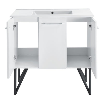 Annecy 36" Freestanding Bathroom Vanity in White with Sink Top