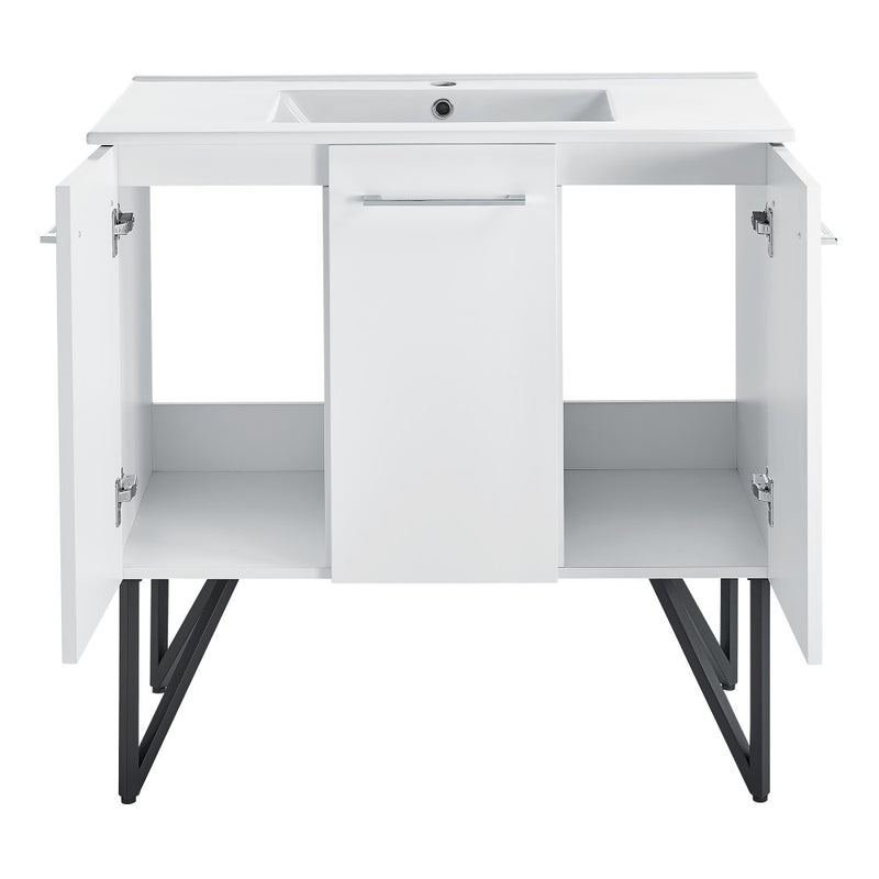 Annecy 36" Freestanding Bathroom Vanity in White with Sink Top
