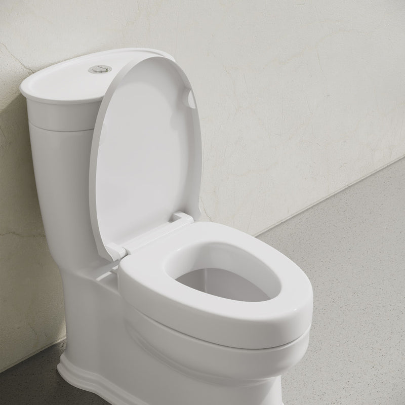 Ryse 3 in. Raised Elongated Soft Close ADA Compliant Toilet Seat in Glossy White