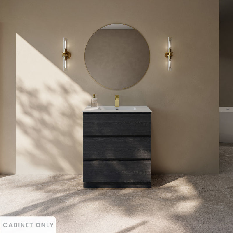 Liberte 30" Freestanding Bathroom Vanity Cabinet without Top in Black Oak