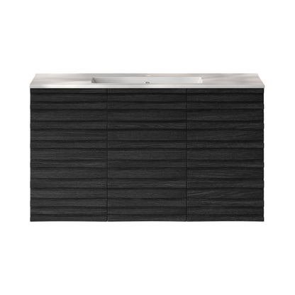 Cascade 36" Wall-Mounted Bathroom Vanity in Black Oak with Sink Top