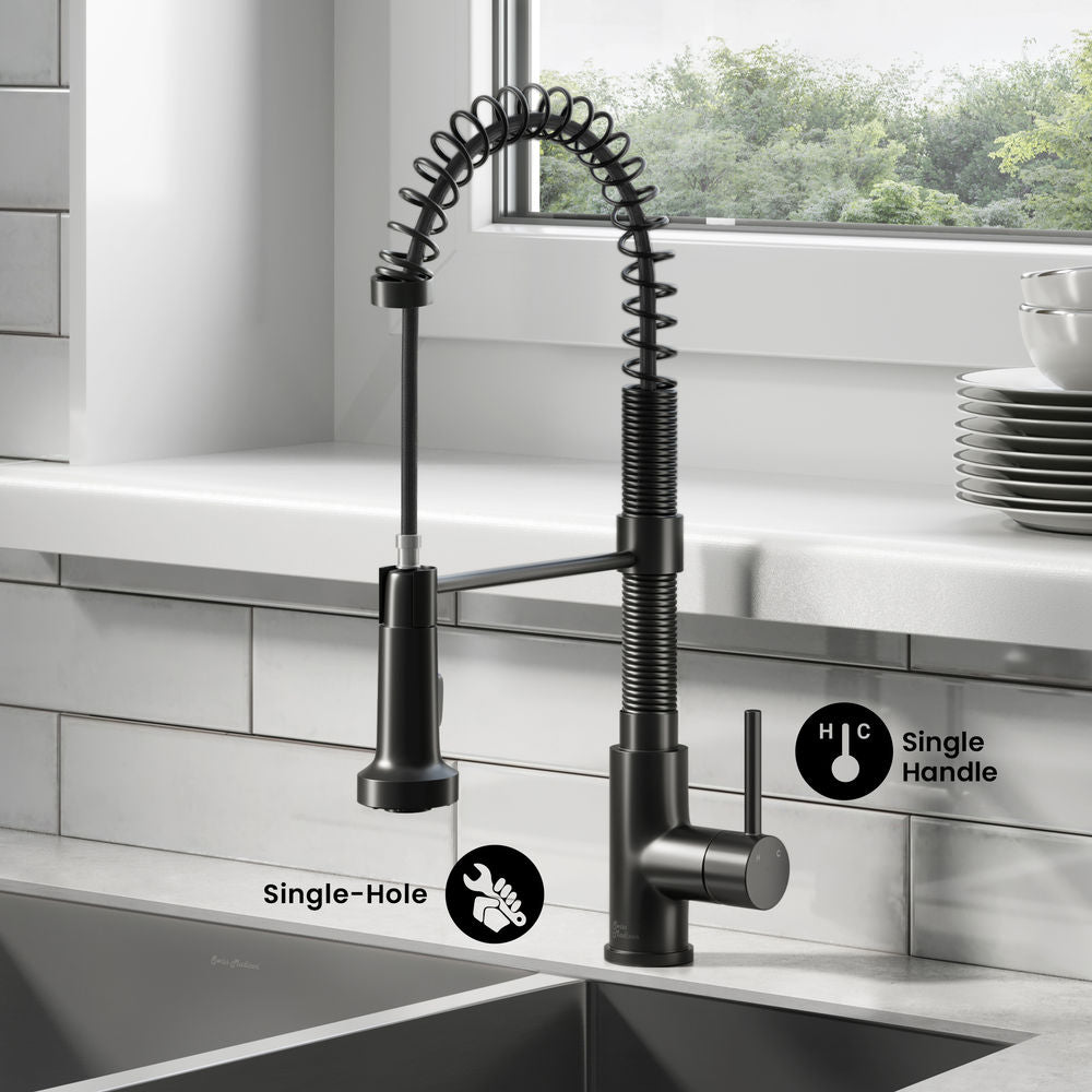Nouvet Single Handle, Pull-Down Kitchen Faucet in Matte Black