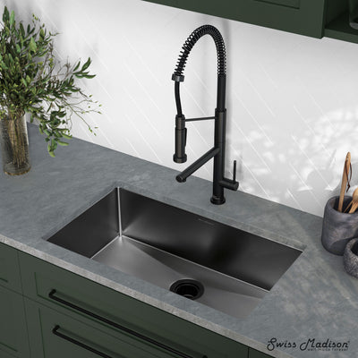 Rivage 30 x 18 Stainless Steel, Single Basin, Undermount Kitchen Sink,Black