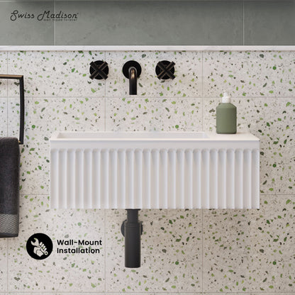 Delice 24" Rectangle Wall-Mount Bathroom Sink in Matte White