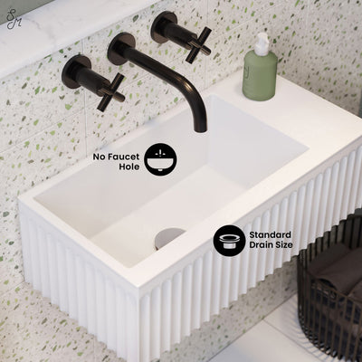 Delice 24" Rectangle Wall-Mount Bathroom Sink in Matte White