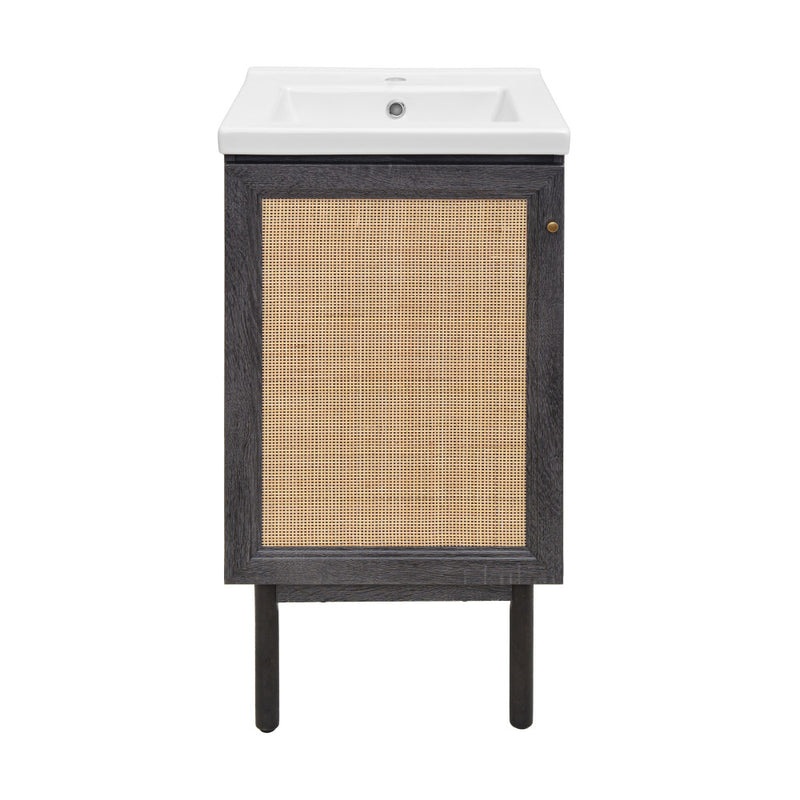 Classe 18" Freestanding Bathroom Vanity in Black Oak with Sink Top