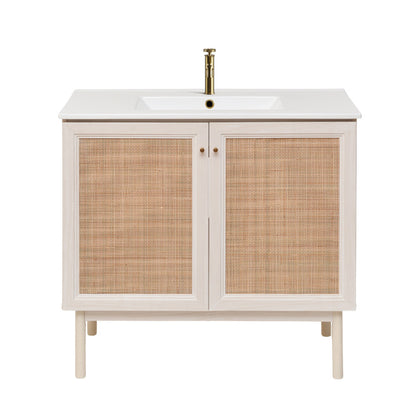 Classe 36" Freestanding Bathroom Vanity in White Oak with Sink Top