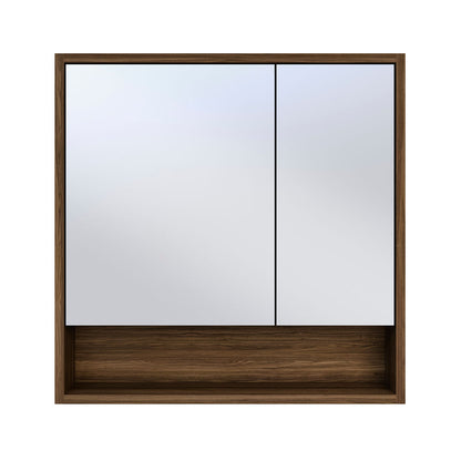 Delice 30 x 30 Rectangular Wall Mount Medicine Cabinet in Walnut with Open Shelf