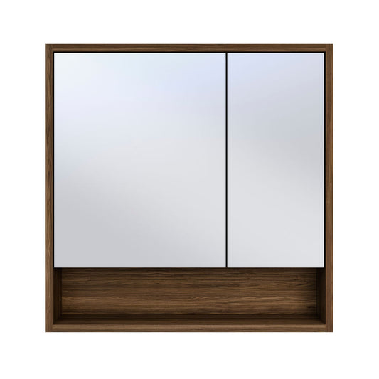Delice 30 x 30 Rectangular Wall Mount Medicine Cabinet in Walnut with Open Shelf