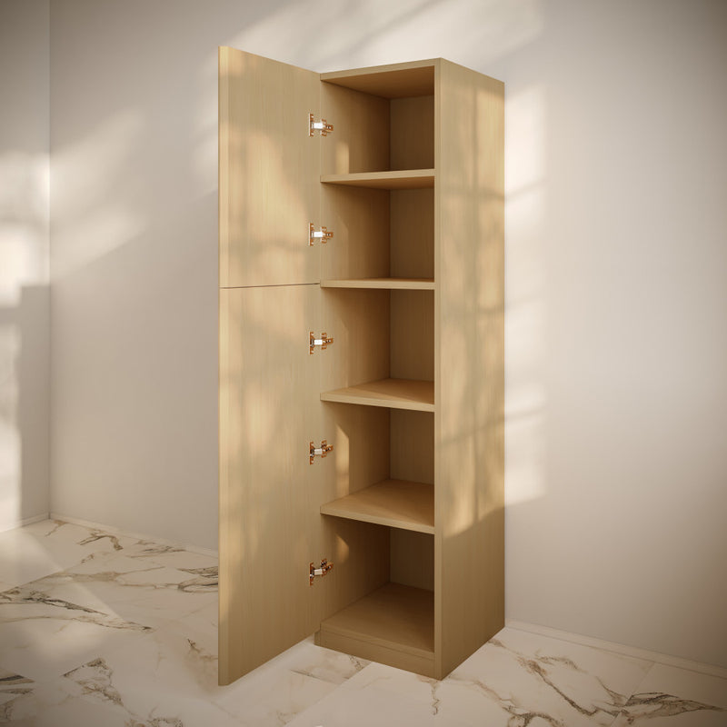 St. Tropez 15 x 15 x 60 Freestanding Linen Cabinet in Natural Oak