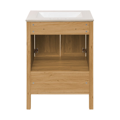 Chateau 24" Freestanding Bathroom Vanity in Golden Oak with 3-Hole Centerset Sink Top