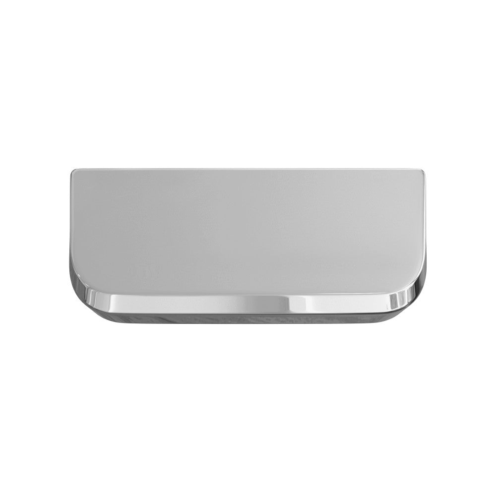 Avallon side flush handle in polished chrome with rectangular shape and rounded edges.