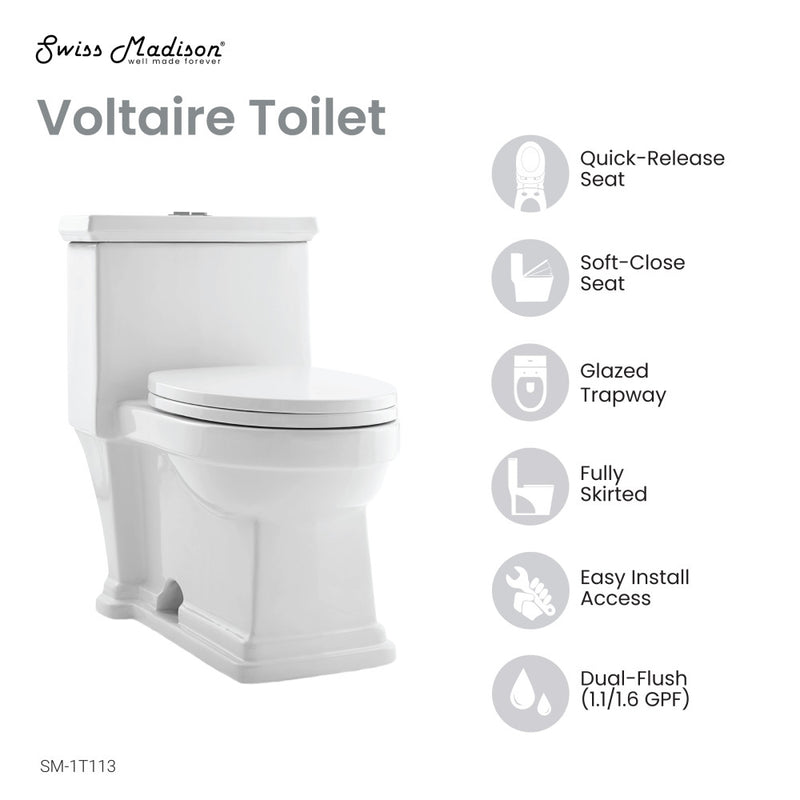 Voltaire One-Piece Elongated Toilet Dual-Flush 1.1/1.6 gpf