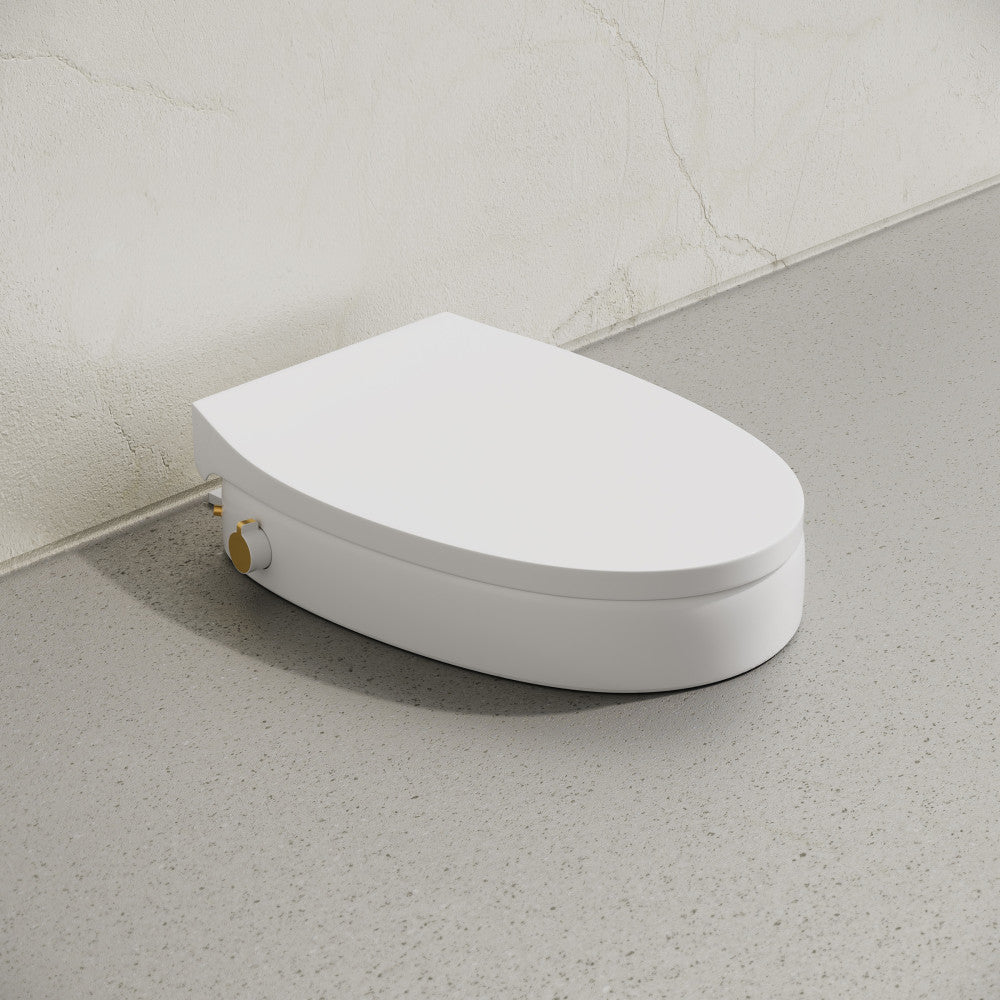 Ryse 3 in. Raised Elongated Soft Close ADA Compliant Toilet Seat with Bidet in Glossy White