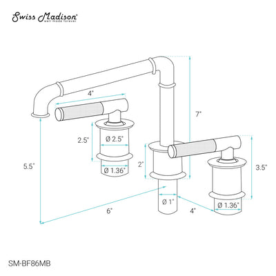 Avallon 8 in. Widespread, Sleek Handle, Bathroom Faucet in Matte Black